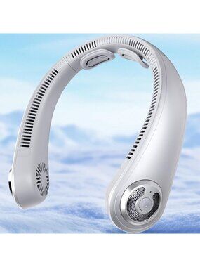 Rechargeable Neck Fan 5 Speed 5000mAh Hands Free Cooling Quiet Gray